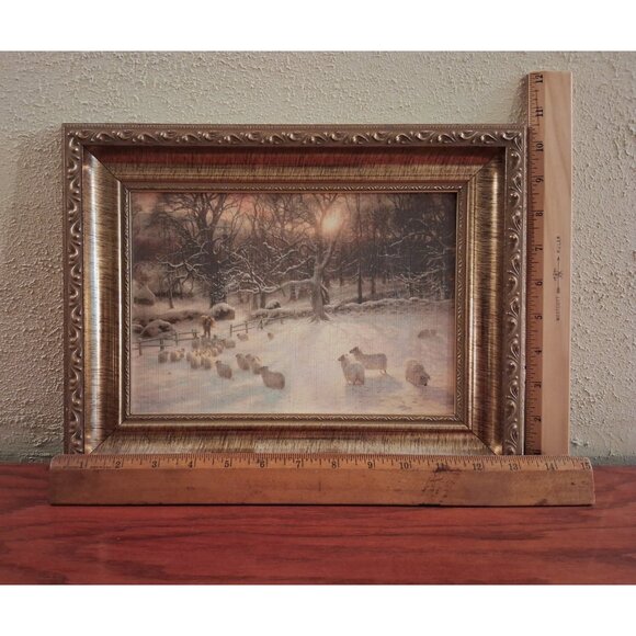 Shortening Winters Day Print Framed Gold Landscape Joseph Farquarson 1846 - 1935 - Picture 6 of 6